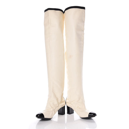 Chanel Lambskin Patent Cap Toe Over the Knee Boots 37.5 White 5 of 18