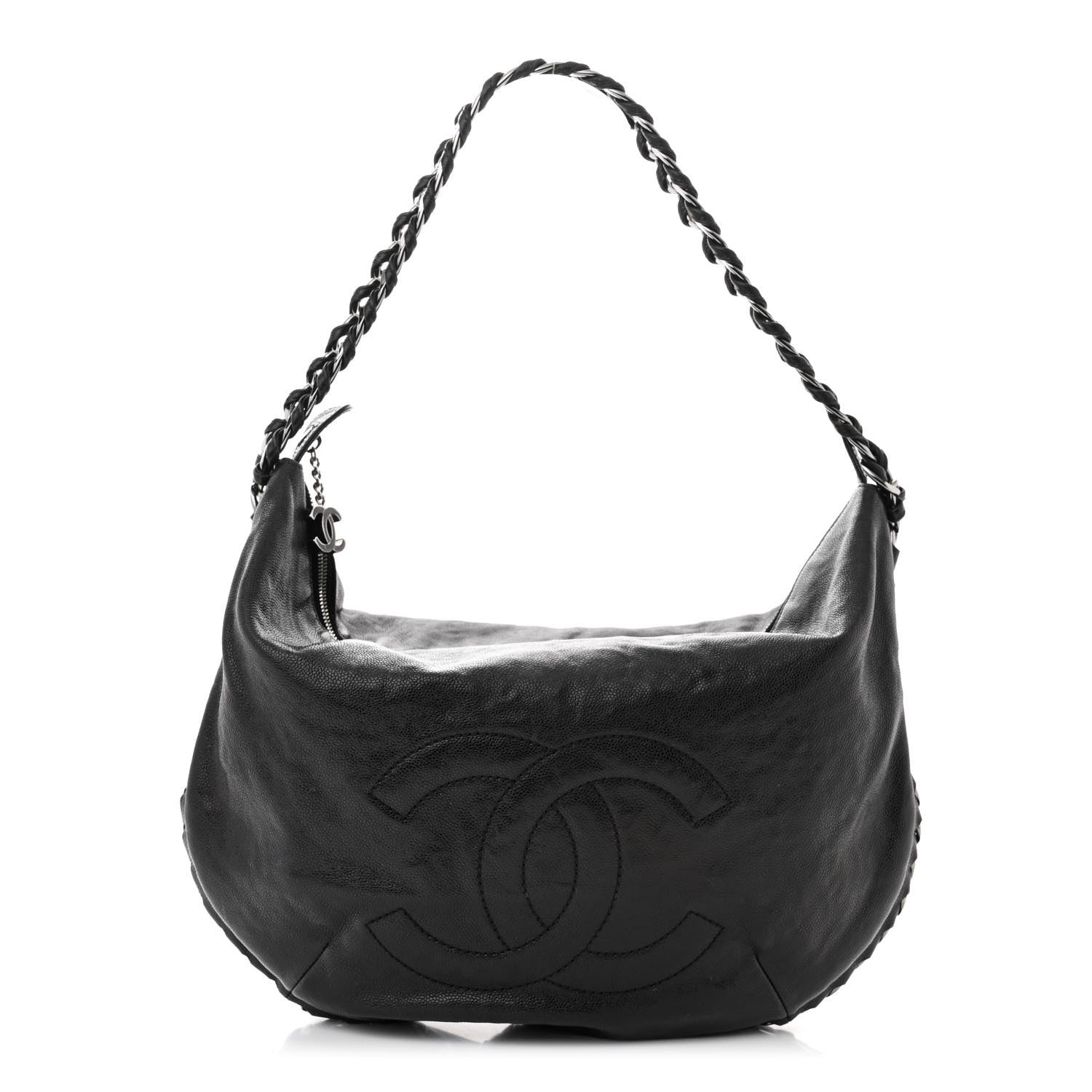 Chanel Glazed Caviar Modern Chain Hobo Black 1 of 12