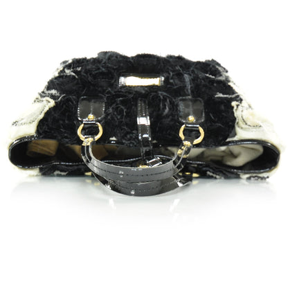 Valentino Garavani Silk Rosier Tote Ivory Black 5 of 8