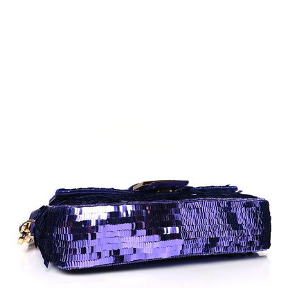 Fendi Sequin Paillettes Vitello Grace Sex and the City Baguette Viola Purple Rain 4 of 10