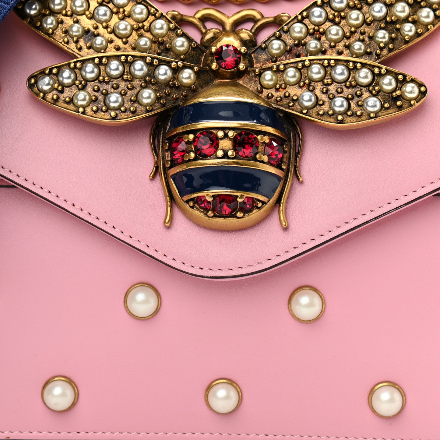 Nappa Pearl Studded Mini Queen Margaret Broadway Shoulder Bag Sugar Pink