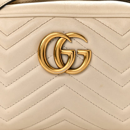 Gucci Calfskin Matelasse Small GG Marmont Chain Shoulder Bag White 9 of 15