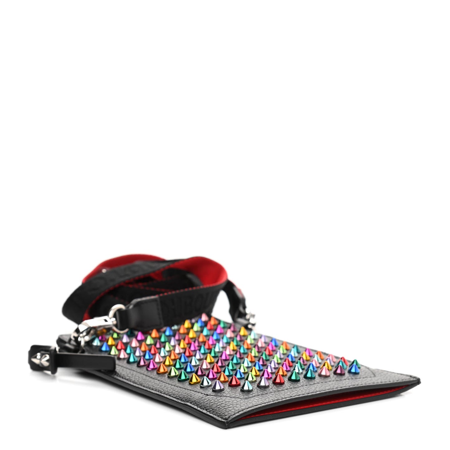 Empire Calfskin Spikes Loubilab Clutch Black Multicolor