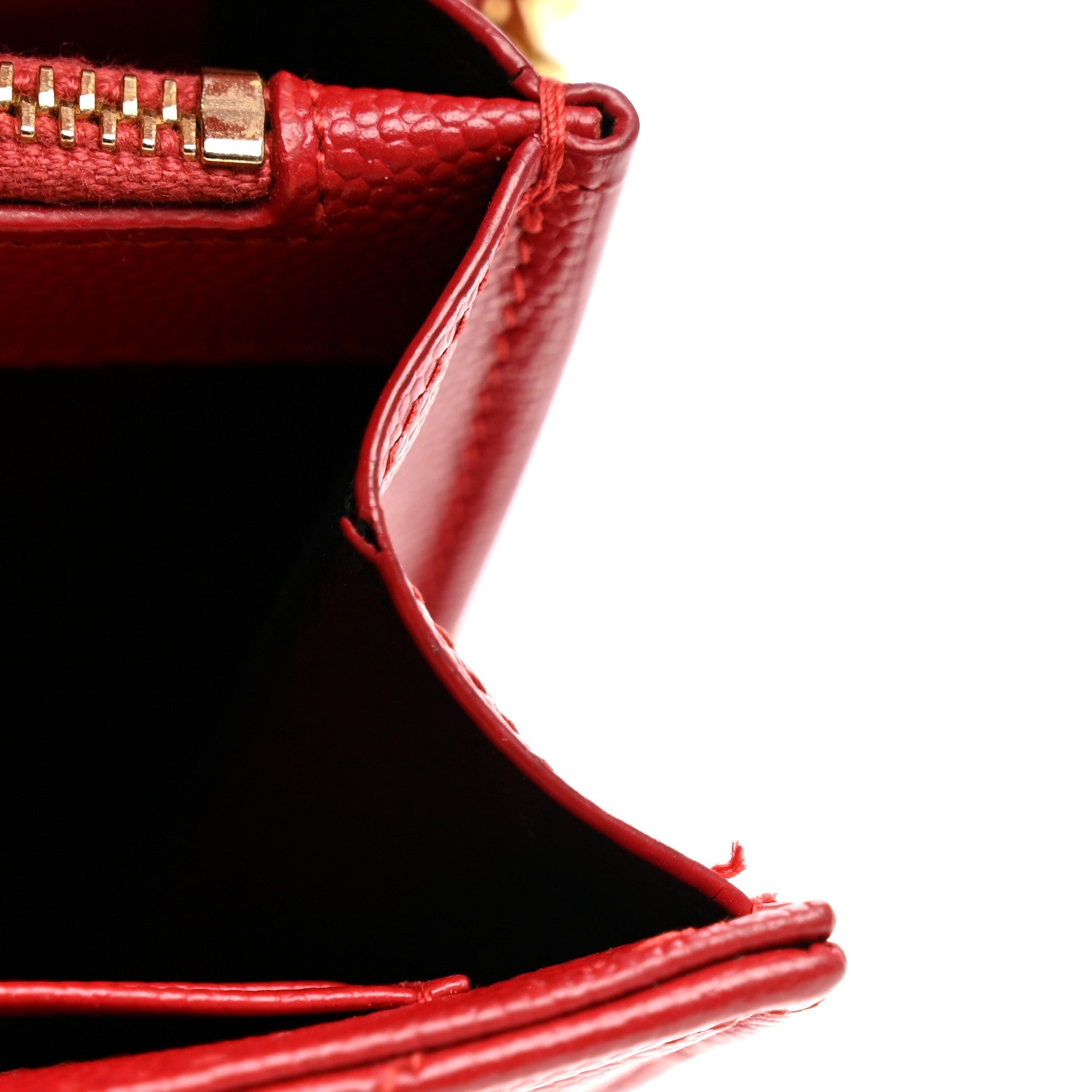Saint Laurent Grain De Poudre Matelasse Chevron Monogram Chain Wallet New Red 10 of 12