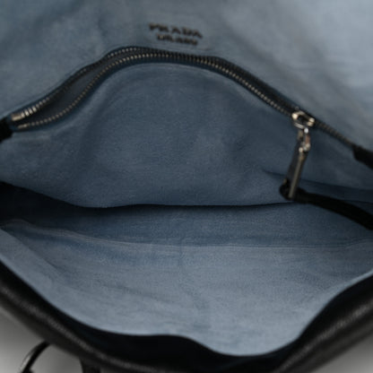 Prada Glace Calf Etiquette Flap Black Astrale 5 of 10