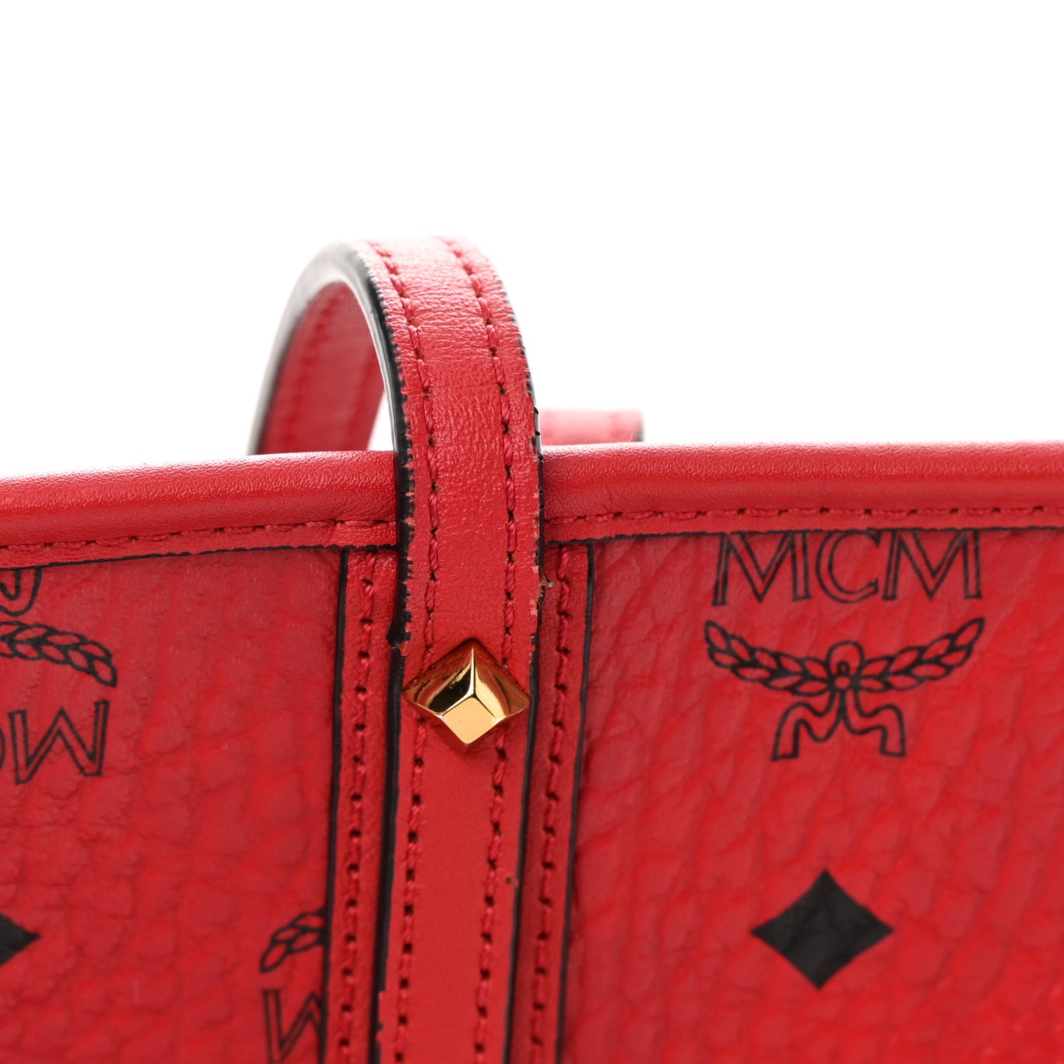 MCM Visetos Medium Anya Shopper Tote Ruby Red 19 of 26