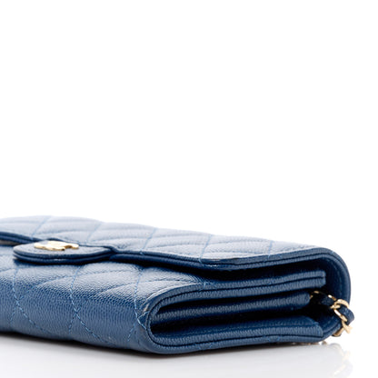 Chanel Caviar Quilted Classic Clutch With Chain Blue 11 of 14