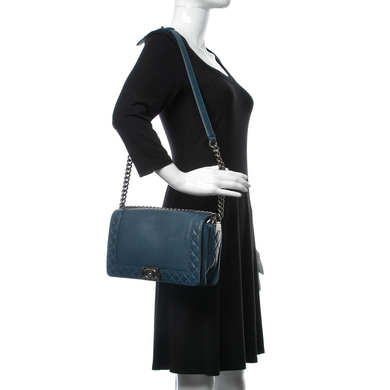 Chanel Calfskin New Medium Boy Reverso Flap Blue 2 of 11
