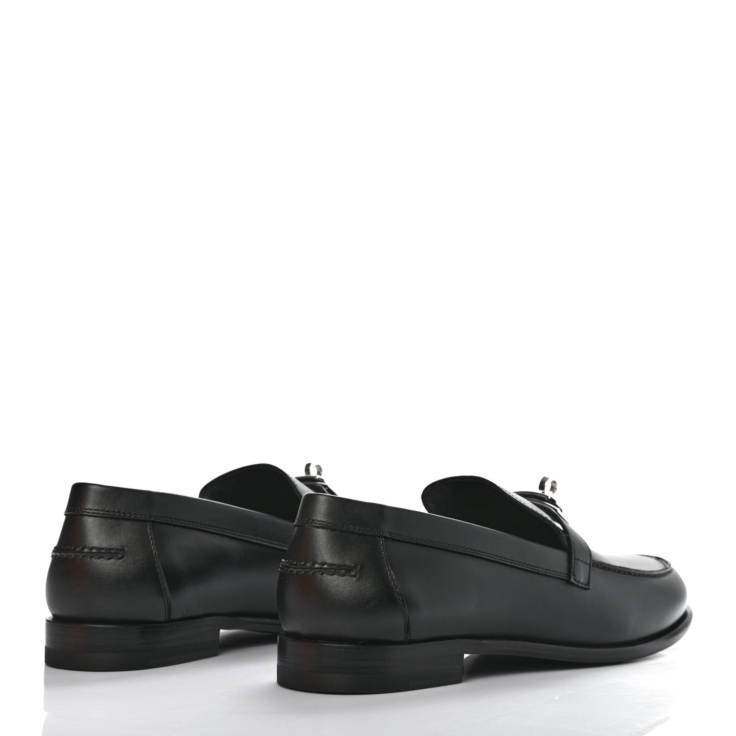 Hermes Calfskin Womens Destin Loafer 38.5 Black 4 of 9