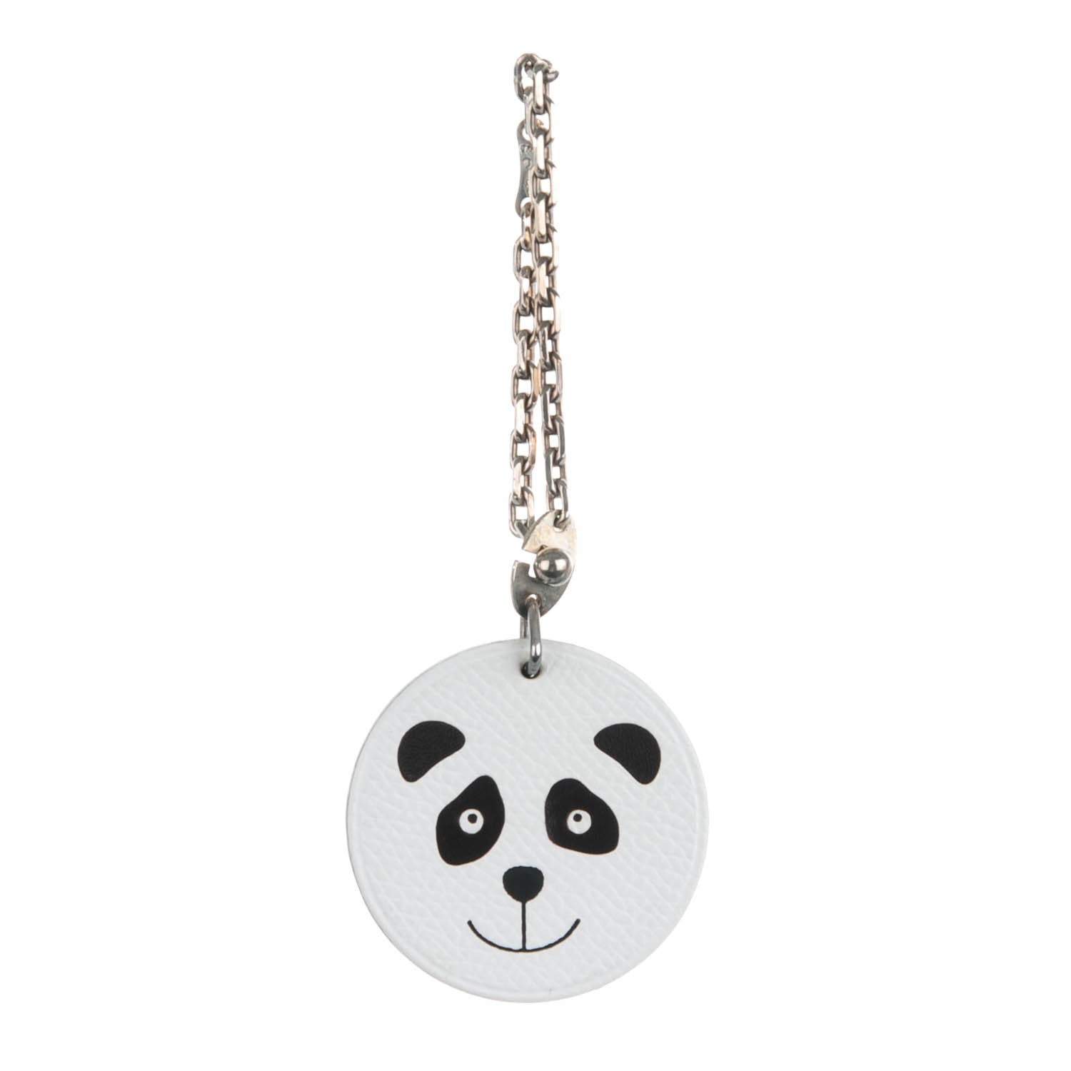 Hermes Epsom Panda Key Chain Bag Charm Black White 1 of 6