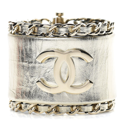Chanel Metallic Aged Calfskin Chain CC Cuff Gold 1 of 6