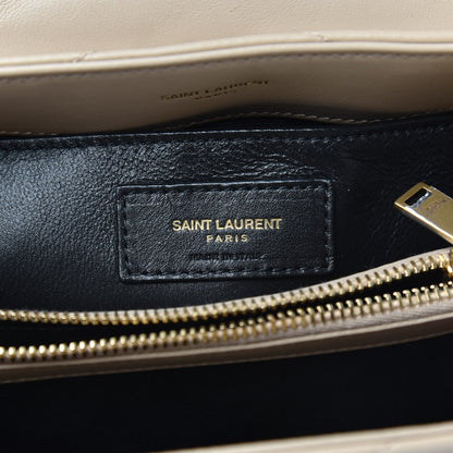 Saint Laurent Calfskin Y Quilted Monogram Small Loulou Chain Satchel Dark Beige 8 of 10