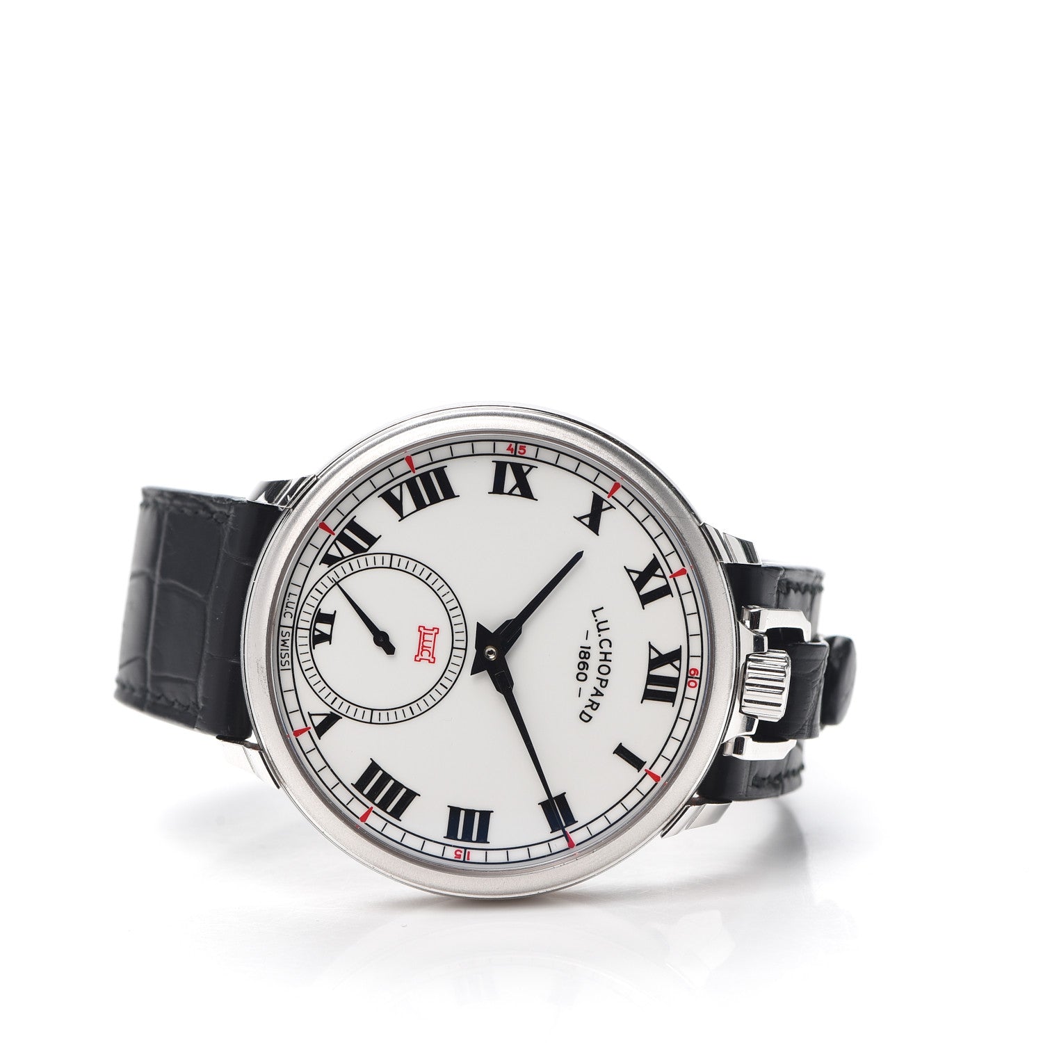 Chopard 18K White Gold Alligator 49mm L.U.C. Louis-Ulysse The Tribute Manual Winding Watch 3 of 16