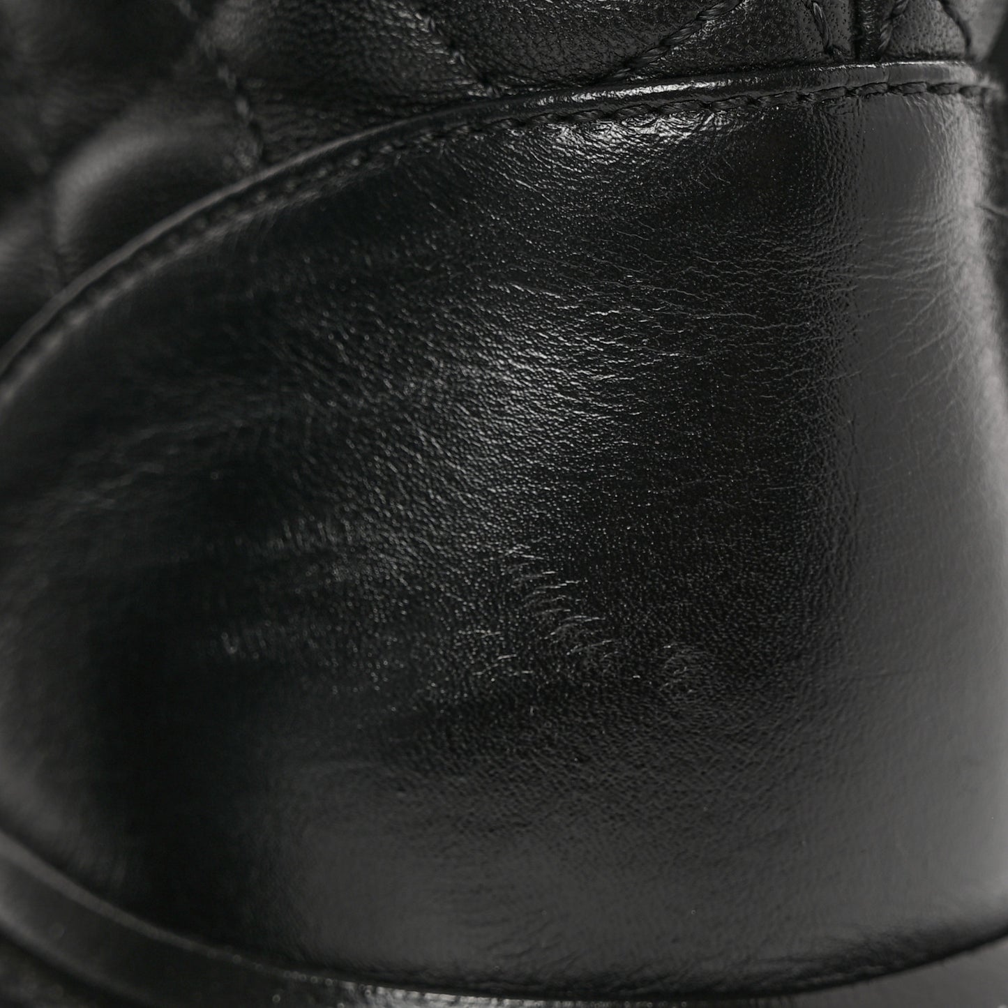 Shiny Lambskin Quilted Lace Up Combat Boots 37 Black