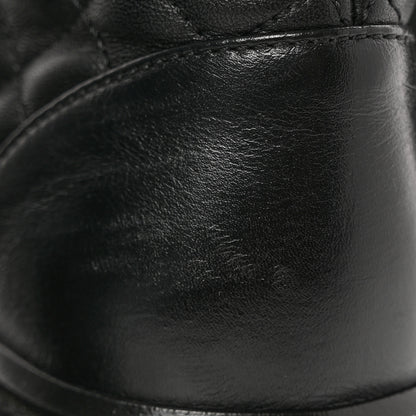 Chanel Shiny Lambskin Quilted Lace Up Combat Boots 37 Black 11 of 12