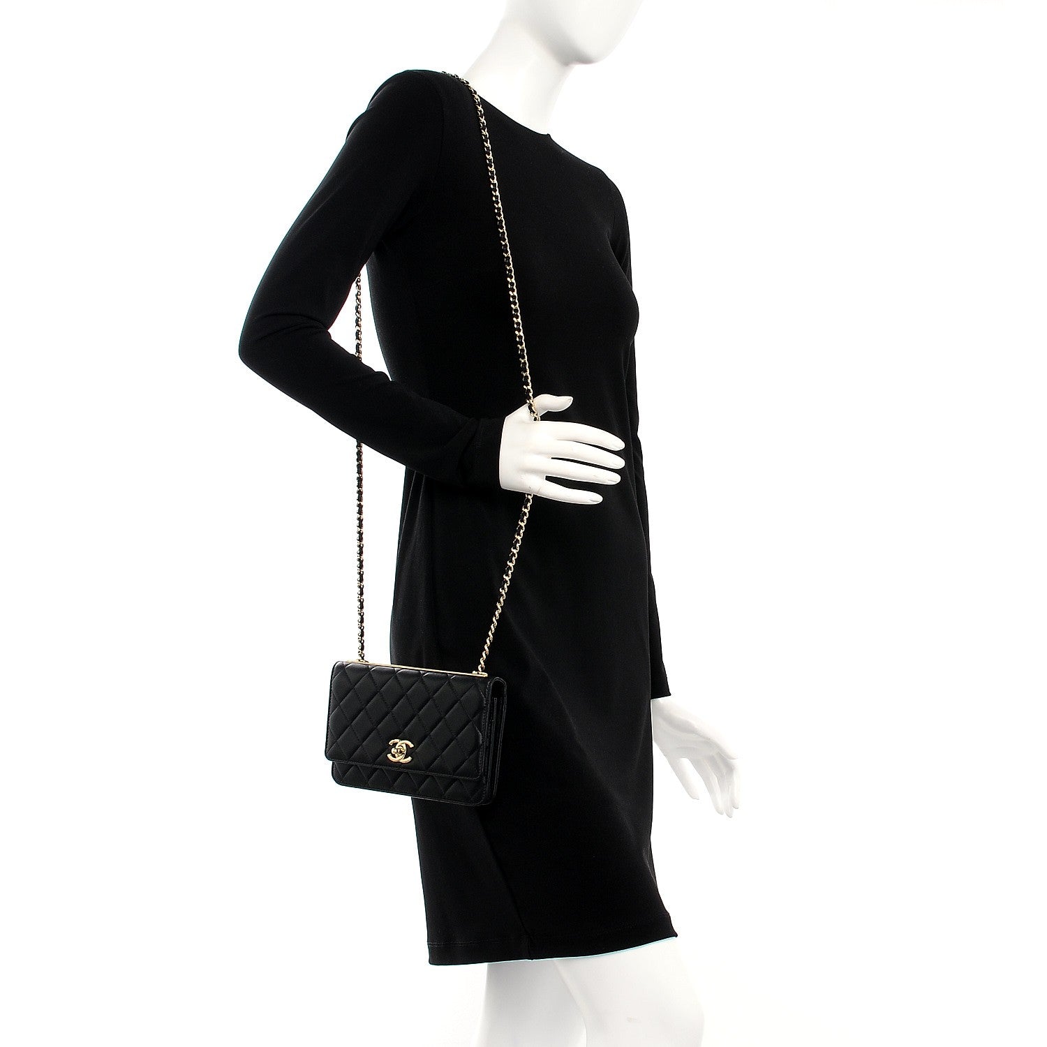 Chanel Lambskin Quilted Trendy CC Wallet On Chain WOC Black 2 of 9
