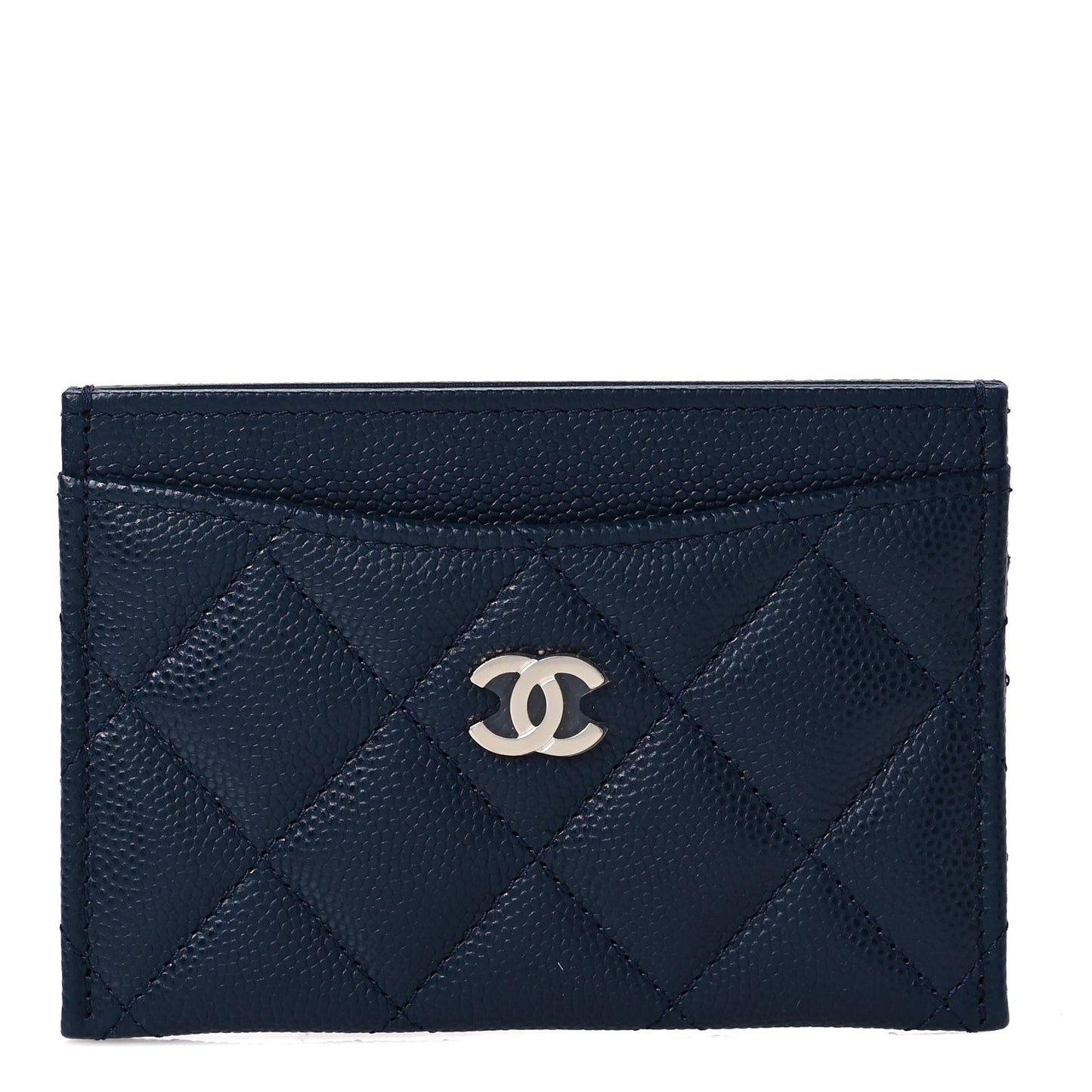 Caviar Quilted Card Holder Navy