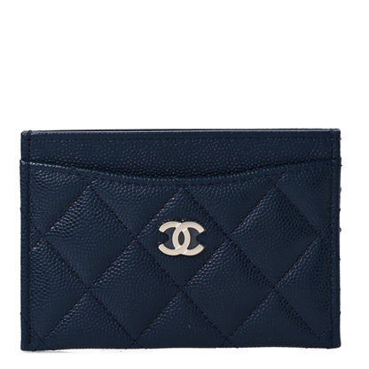 Chanel Caviar Quilted Card Holder Navy 1 of 8