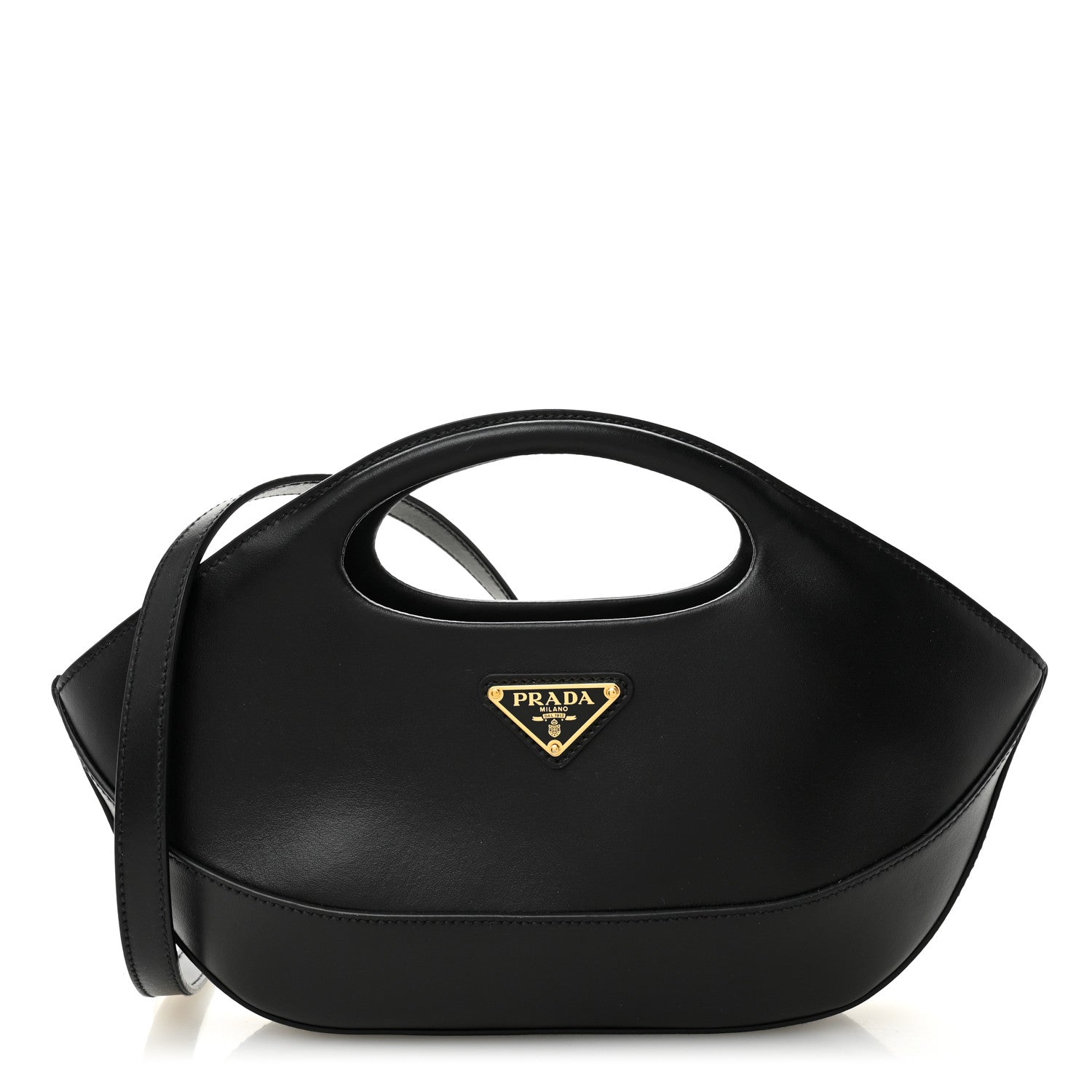 Prada City Calfskin Medium Metal Triangle Logo Bag Black 1 of 10