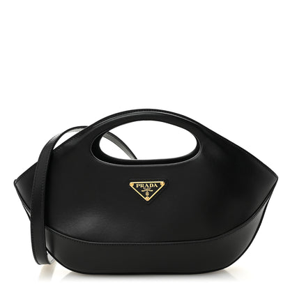 Prada City Calfskin Medium Metal Triangle Logo Bag Black 1 of 10