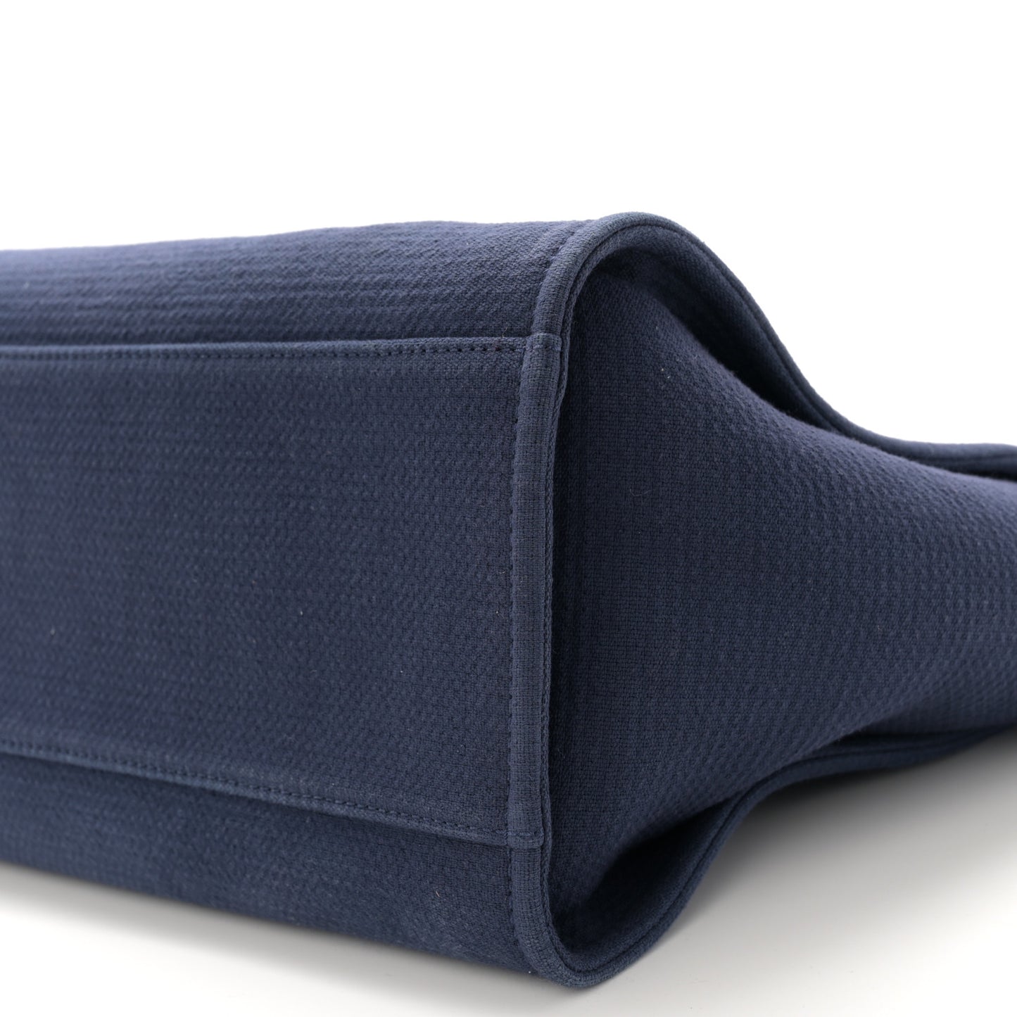 Mixed Fibers Calfskin Medium Deauville Tote Navy Blue