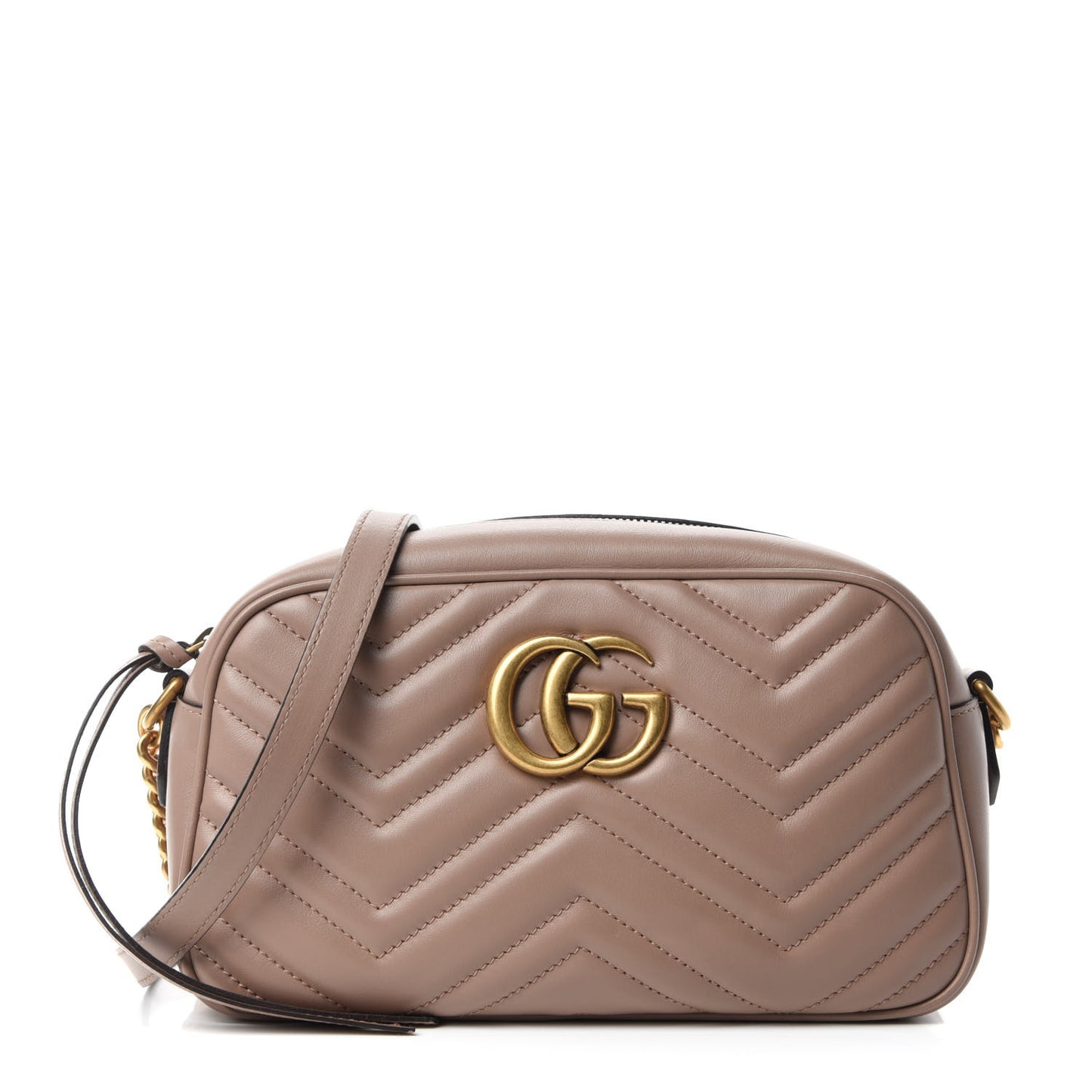 Calfskin Matelasse Small GG Marmont Chain Shoulder Bag Porcelain Rose