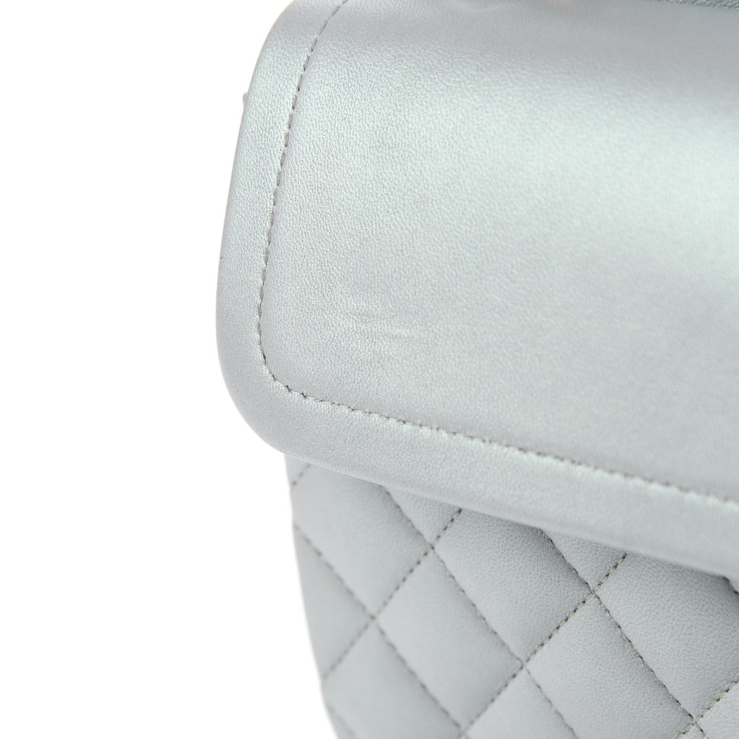 Iridescent Lambskin Quilted Medium Double Flap Light Blue