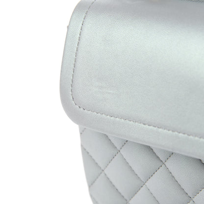 Chanel Iridescent Lambskin Quilted Medium Double Flap Light Blue 7 of 11