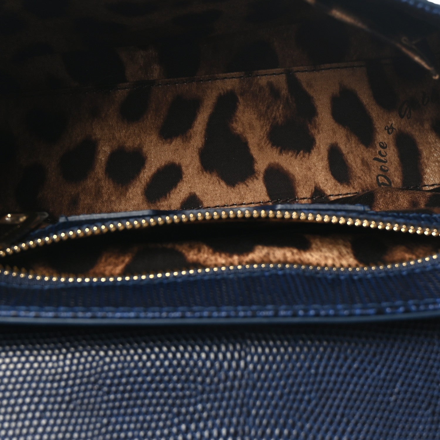 Dolce & Gabbana Stampa Iguana Calfskin Crystal Millennials Chain Shoulder Bag Blue 5 of 8