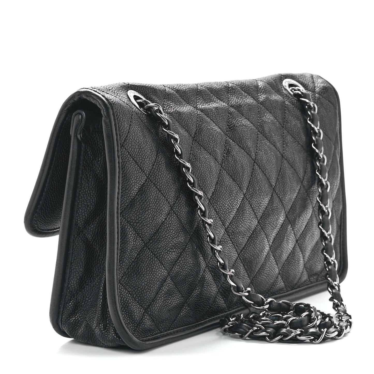 Caviar Quilted Medium French Riviera Flap Black