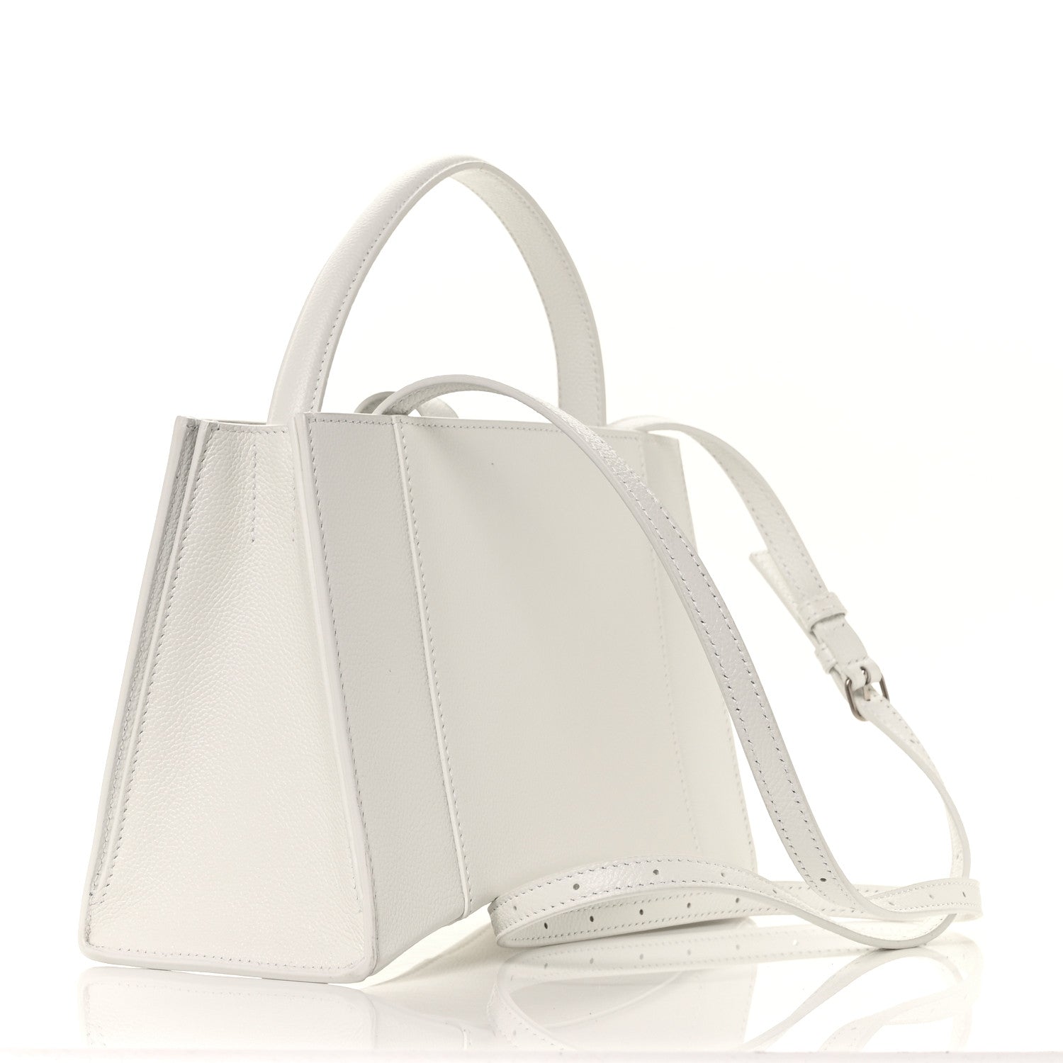 Balenciaga Grained Calfskin XS Hourglass East West Tote White 2 of 8