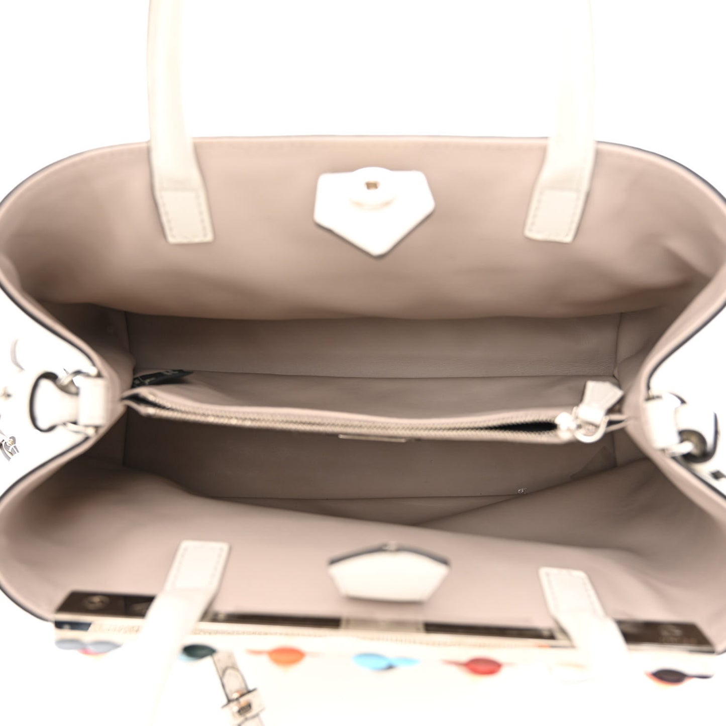 Calfskin PVC Flower Studs Petite 2Jours Tote White Ice Multicolor