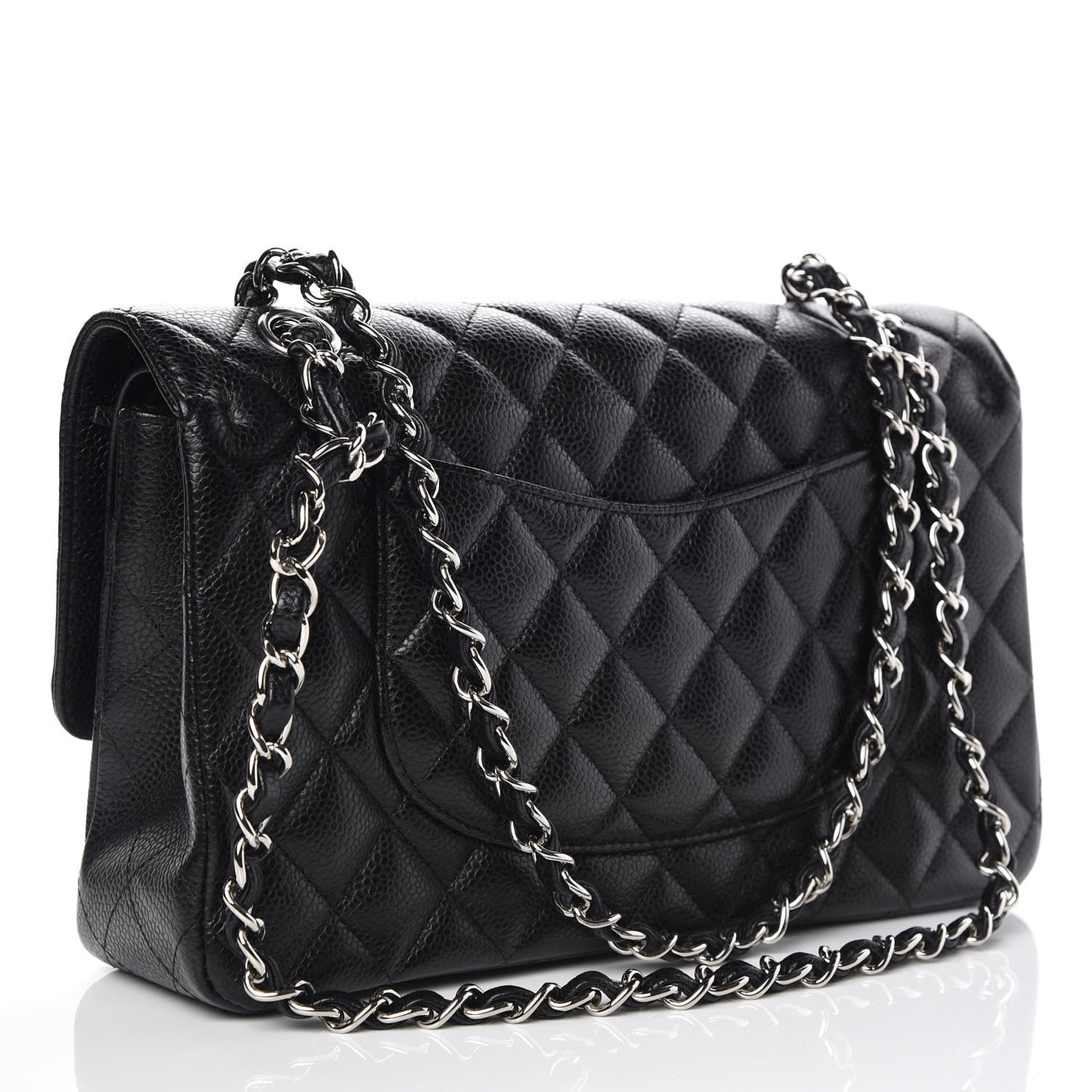 Caviar Quilted Medium Double Flap Black