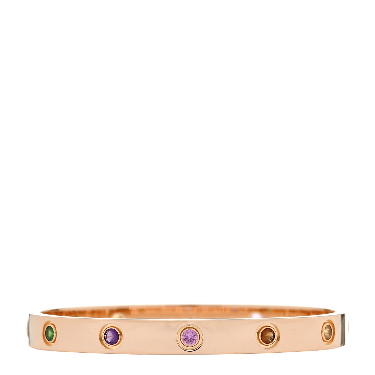 18K Pink Gold Sapphire Garnet Amethyst LOVE Bracelet 16