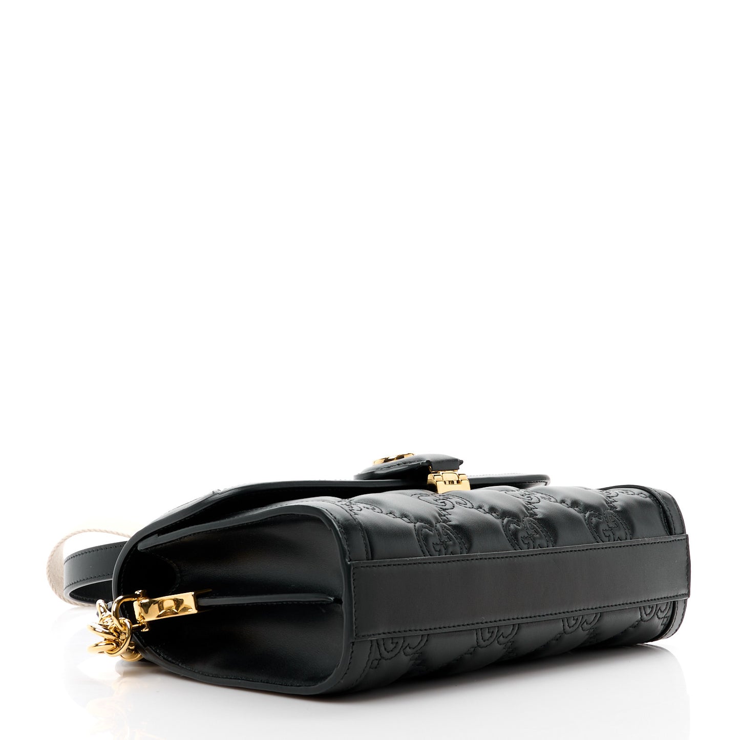 Calfskin GG Matelasse Small Flap Shoulder Bag Black Natural