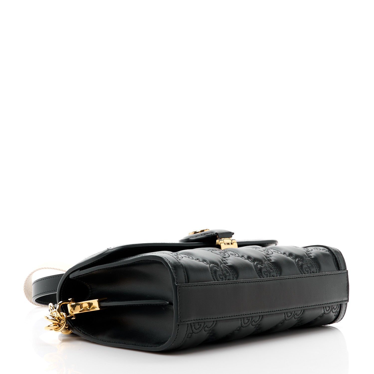 Gucci Calfskin GG Matelasse Small Flap Shoulder Bag Black Natural 4 of 13