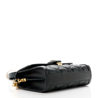 Gucci Calfskin GG Matelasse Small Flap Shoulder Bag Black Natural 4 of 13