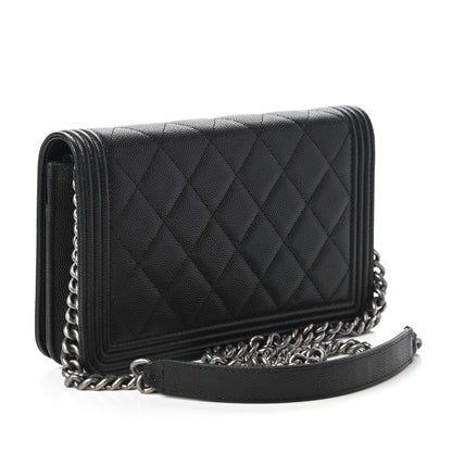 Chanel Caviar Quilted Boy Wallet On Chain WOC Black 3 of 11