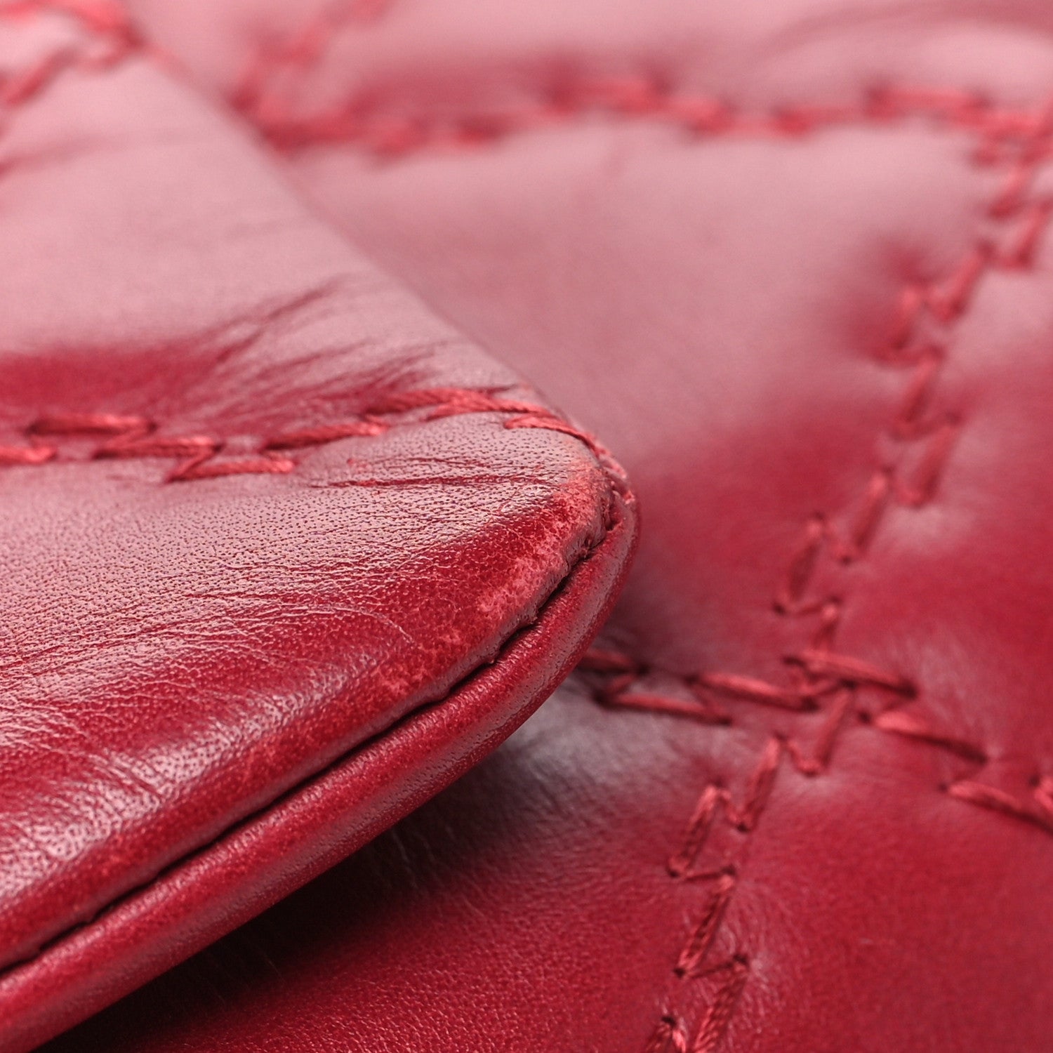 Chanel Calfskin Quilted Double Stitch Hamptons Clutch with Chain Red Red 12 of 12