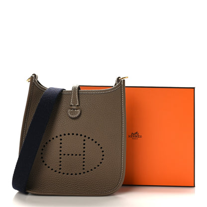 Hermes Taurillon Clemence Amazone Evelyne TPM Etoupe Bleu Indigo 10 of 10