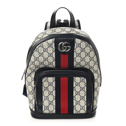 Gucci GG Supreme Monogram Textured Dollar Calfskin Web Small Ophidia Day Backpack Beige Blue Black 1 of 10