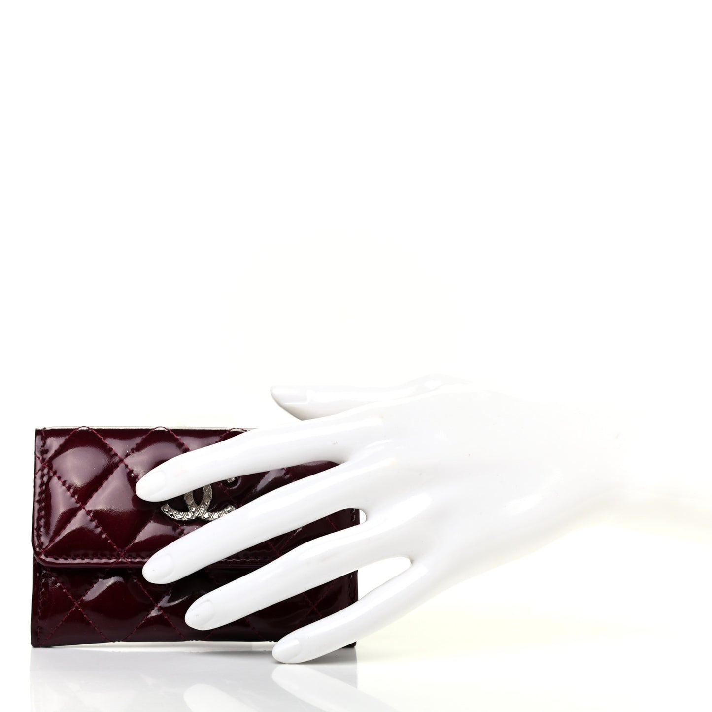 Patent Brilliant Flap Card Holder Burgundy