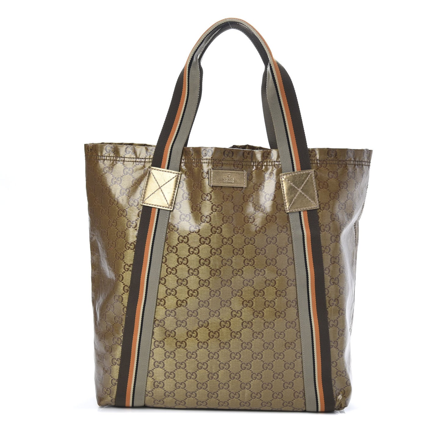 Crystal Monogram Medium Web Handle Vertical Tote Bronze