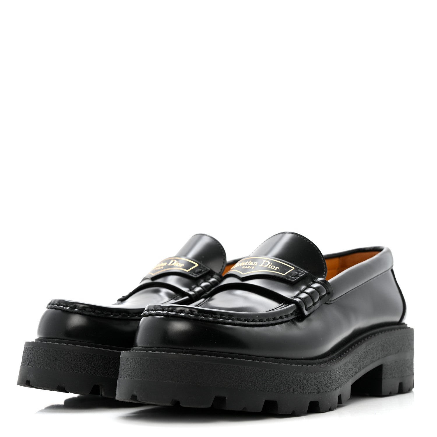 DIOR CODE ローファー　ブラッシュド　カーフスキン Christian Dior Brushed Calfskin Boy Platform Loafers 39.5 Black
