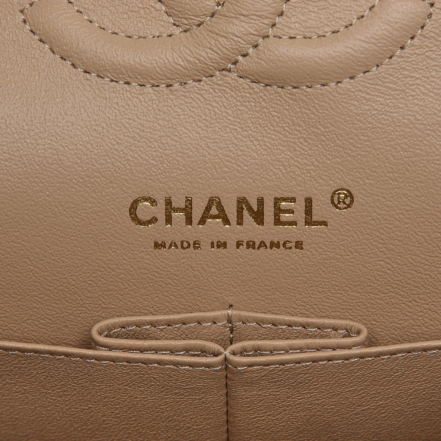 Caviar Quilted Medium Double Flap Beige