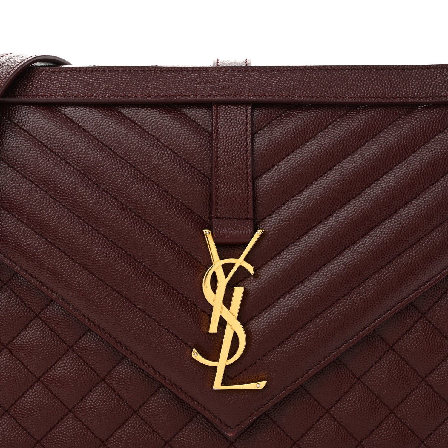 Saint Laurent Grain De Poudre Mixed Matelasse Large Triquilt Monogram Satchel Rouge Legion 8 of 16