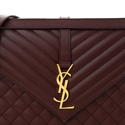 Saint Laurent Grain De Poudre Mixed Matelasse Large Triquilt Monogram Satchel Rouge Legion 8 of 16
