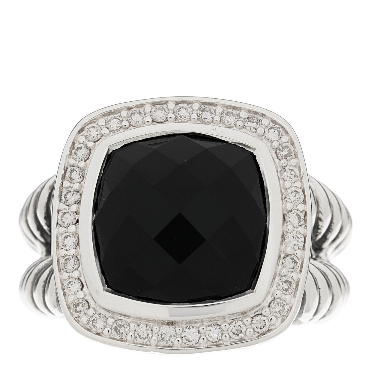 Sterling Silver Diamond Black Onyx 11mm Albion Ring 53 6.25