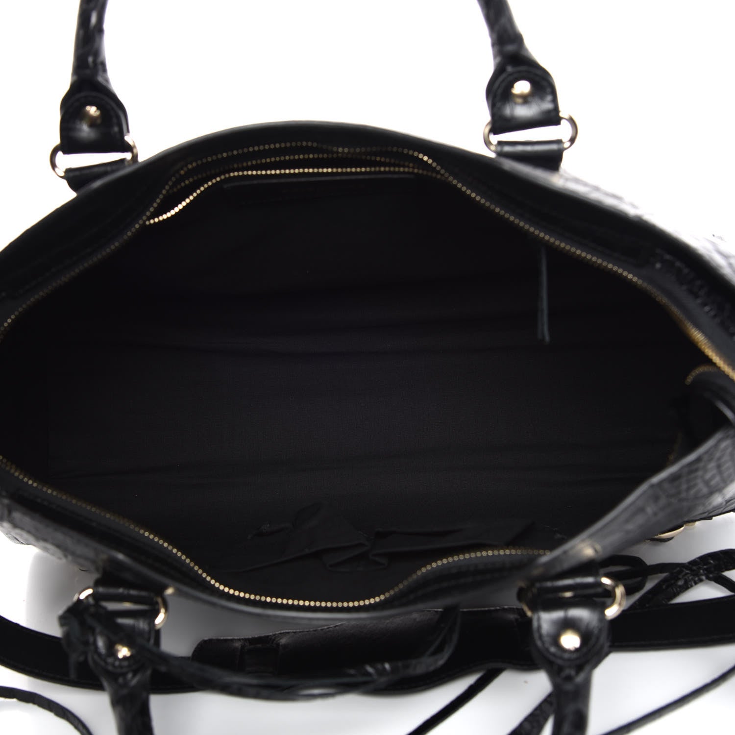 Balenciaga Calfskin Crocodile Embossed Classic Hardware City Black 8 of 10