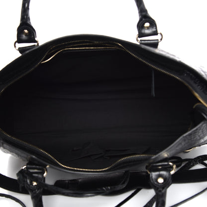Balenciaga Calfskin Crocodile Embossed Classic Hardware City Black 8 of 10